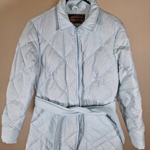 Eddie Bauer Goose Down Vintage Blue Quilted Ultra Long Floor Length Robe Coat